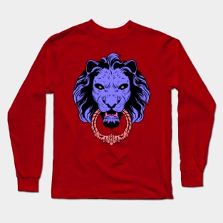 Blue with pink lion head Long Sleeve T-Shirt